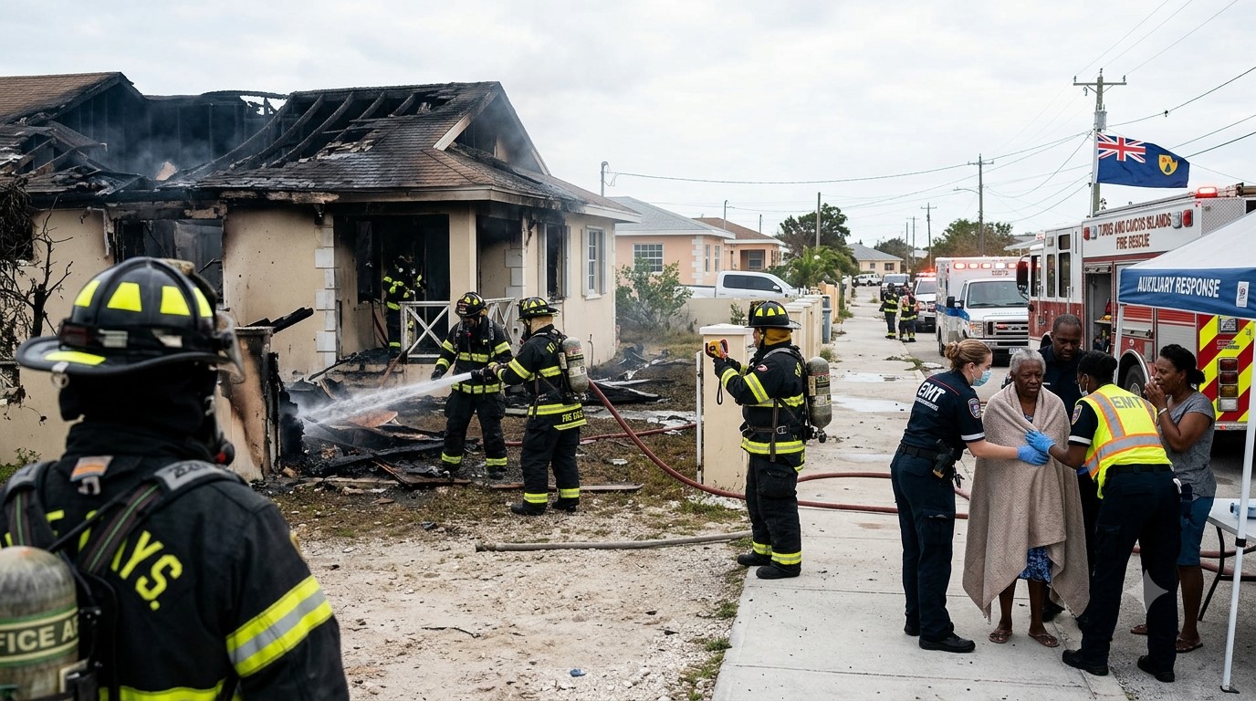 Five Cays Fire Destroys 13 Homes, Leaving 28 People Displaced