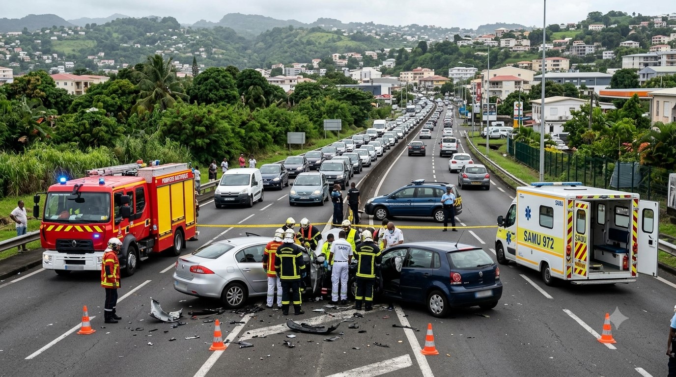 Multi-Vehicle Crash Disrupts Fort-de-France Ring Road